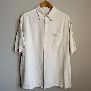 Island Republic Vintage Collection Mens Silk Button Up Shirt Ivory XL Dad Resort